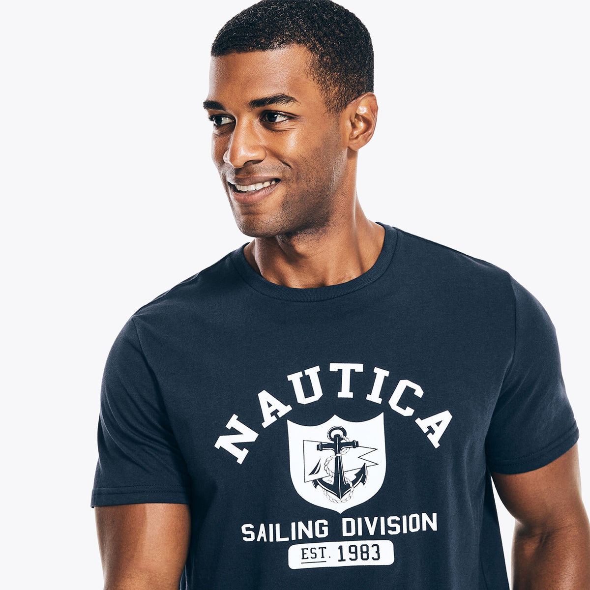 Nautica Men's Sailing Division Graphic Sleep T-Shirt Stellar Blue Heather
