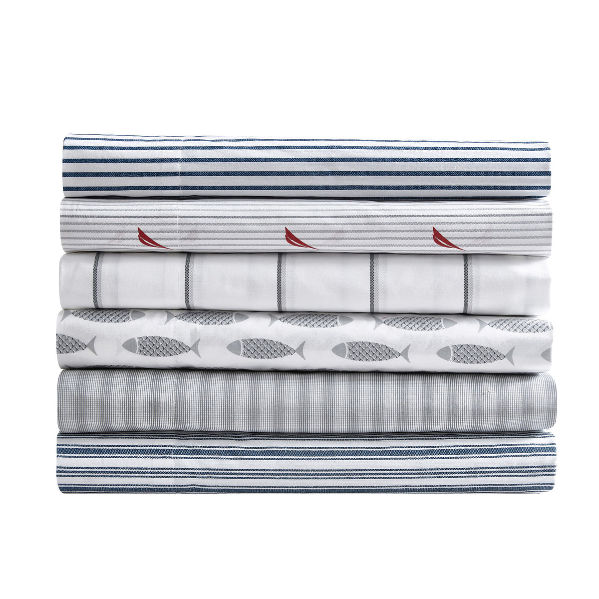 Nautica Audley Striped Red Queen Sheet Set Tango Red