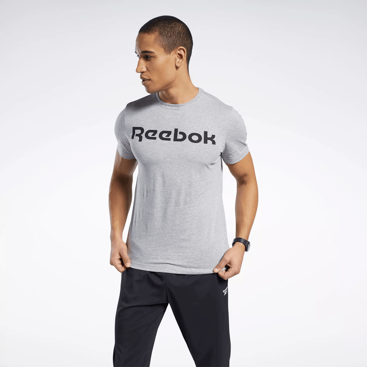 Reebok Men's Graphic Series Linear Logo Tee Grey