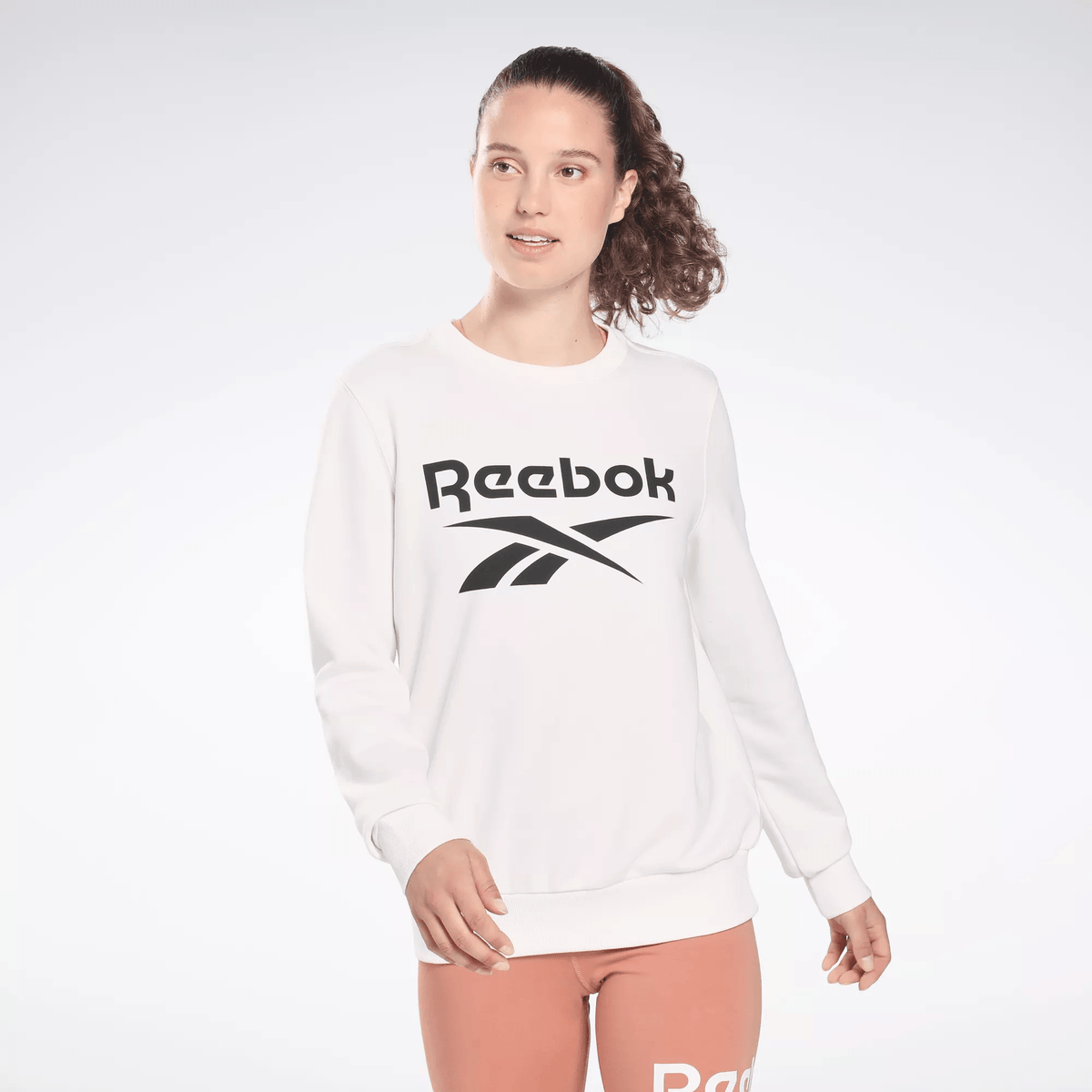 Reebok Women's Identity Logo French Terry Crew Sweatshirt White