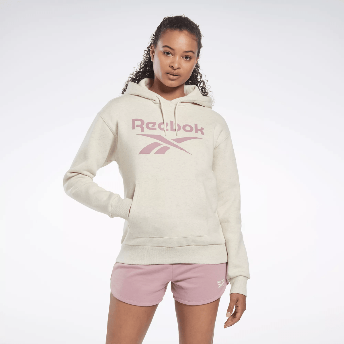 Reebok Women's Identity Logo Fleece Pullover Hoodie White