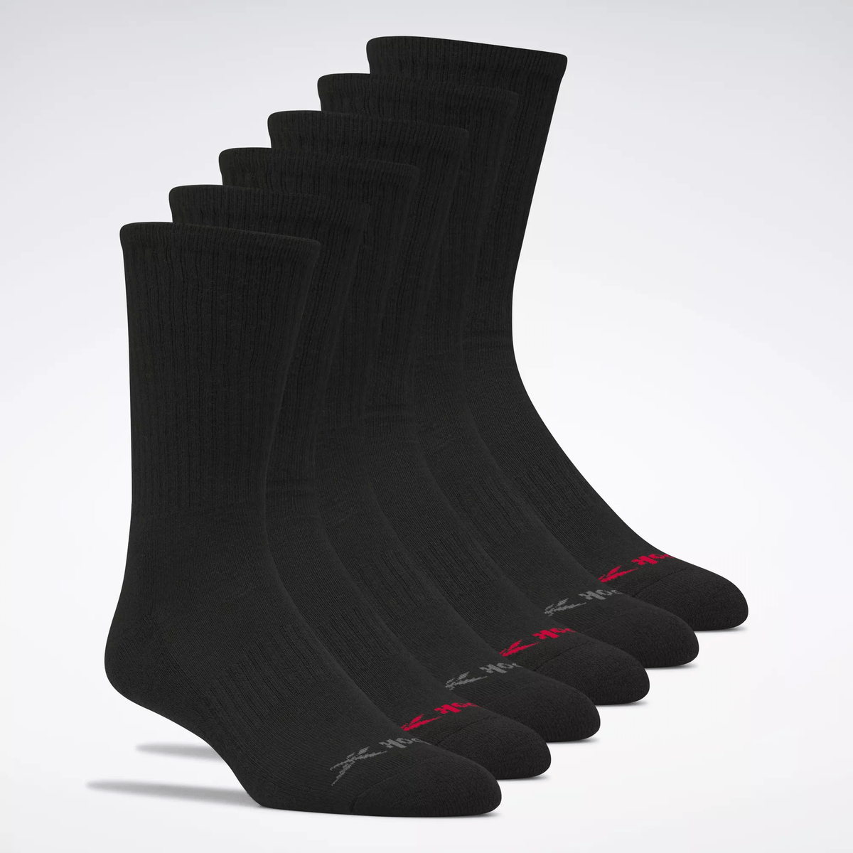 Reebok Men's Basic Crew Socks 6 Pairs Black