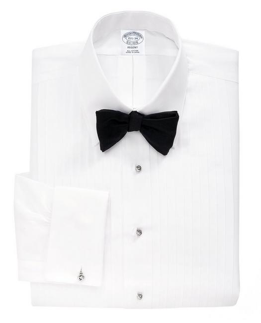 Brooks Brothers Men's Regent Fit Ten-Pleat Tennis Collar Tuxedo Shirt White