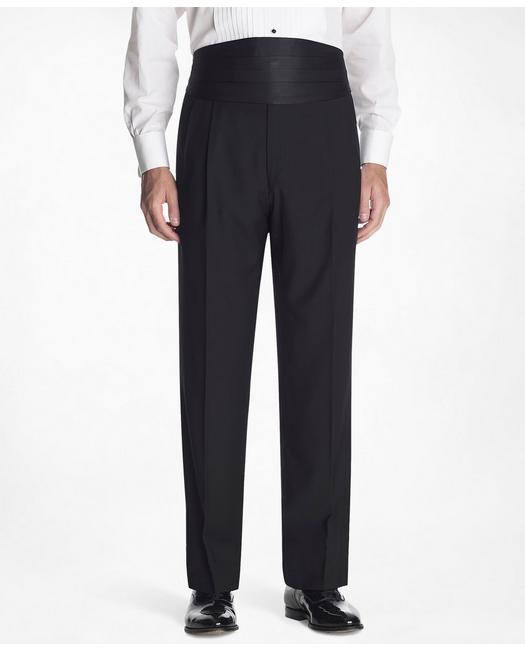 Brooks Brothers Men's 1818 Pleat-Front Tuxedo Trousers Black