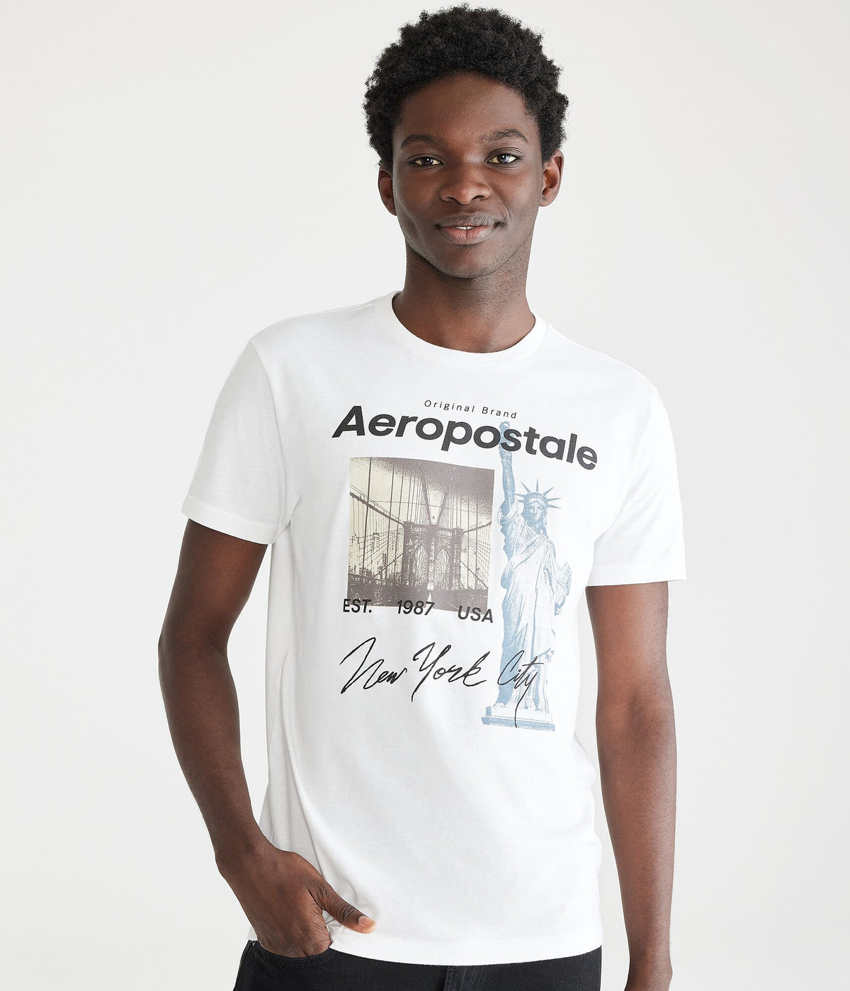 Aeropostale Mens' Aeropostale New York City Graphic Tee - White - Size S - Cotton - Teen Fashion & Clothing Bleach
