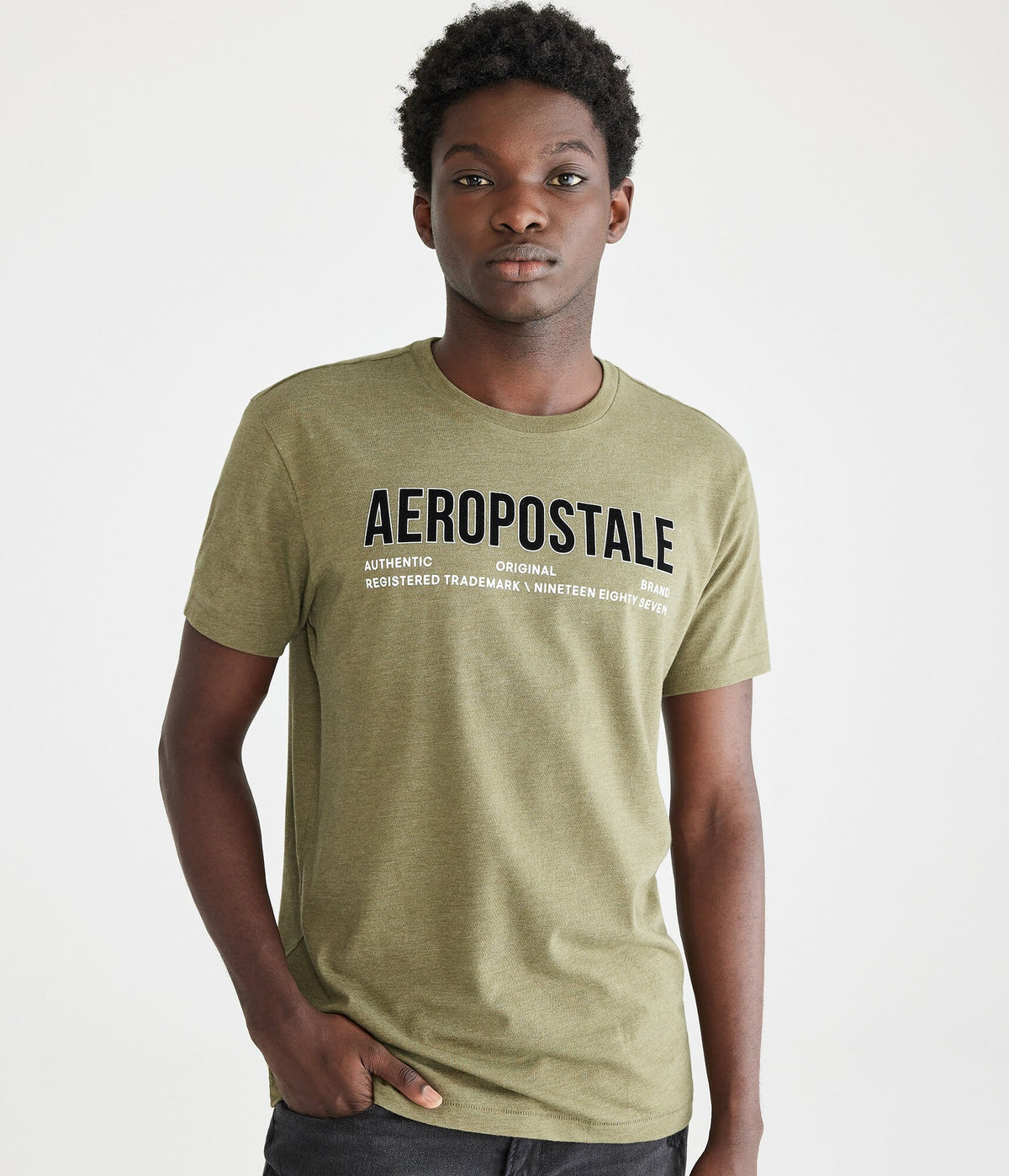 Aeropostale Mens' Aeropostale Original Brand Graphic Tee - Green - Size L - Cotton - Teen Fashion & Clothing Kelp Green