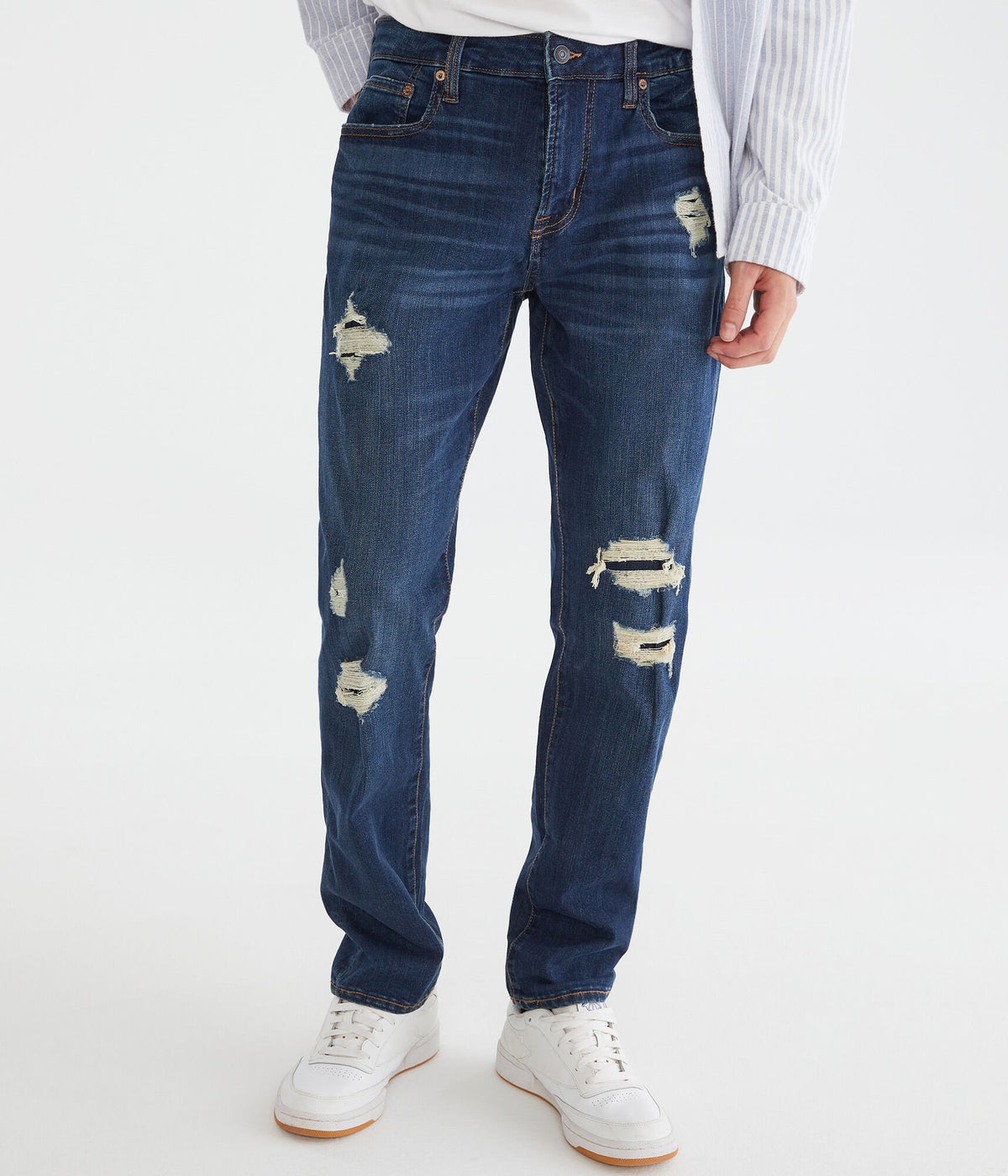 Aeropostale Mens' Slim Premium Jean with LYCRA FREEF!T Technology - Blue - Size 32X34 - Cotton - Teen Fashion & Clothing Dark Wash