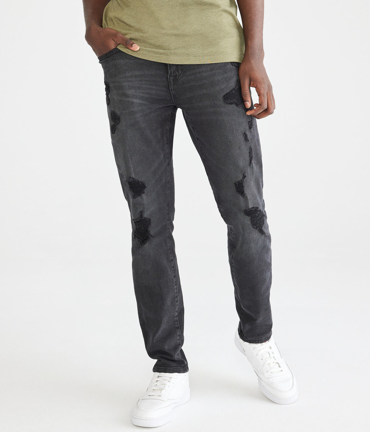 Aeropostale Mens' Super Skinny Premium Air Jean -  - Size 34X34 - Cotton - Teen Fashion & Clothing Black