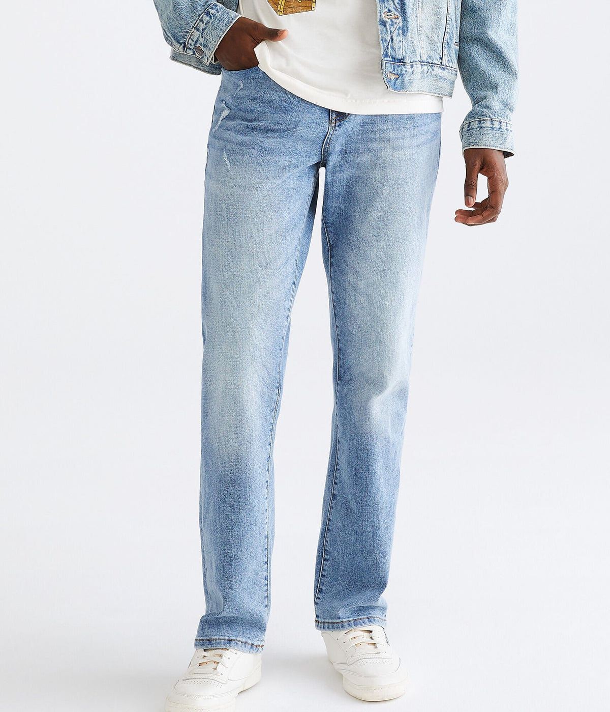 Aeropostale Mens' Athletic Straight Premium Air Jean - Washed Denim - Size 33X30 - Cotton - Teen Fashion & Clothing Medium Wash