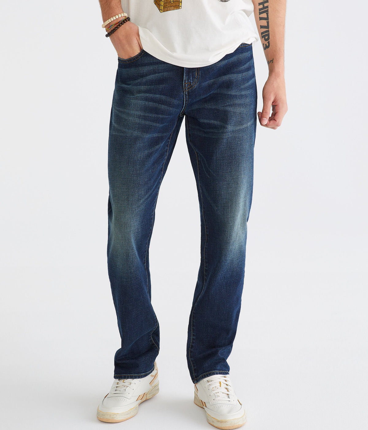 Aeropostale Mens' Athletic Straight Premium Air Jean - Blue - Size 31X32 - Cotton - Teen Fashion & Clothing Dark Wash