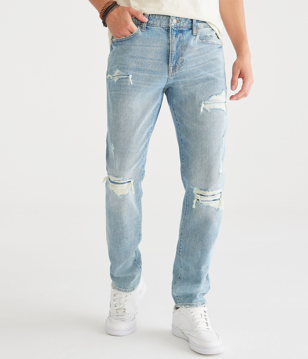 Aeropostale Mens' Slim Jean - Blue - Size 38X32 - Cotton - Teen Fashion & Clothing Light Wash