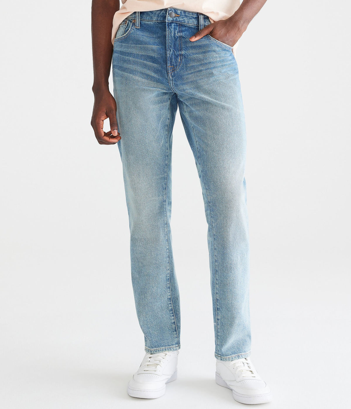 Aeropostale Mens' Athletic Slim Jean - Washed Denim - Size 38X32 - Cotton - Teen Fashion & Clothing Medium Wash