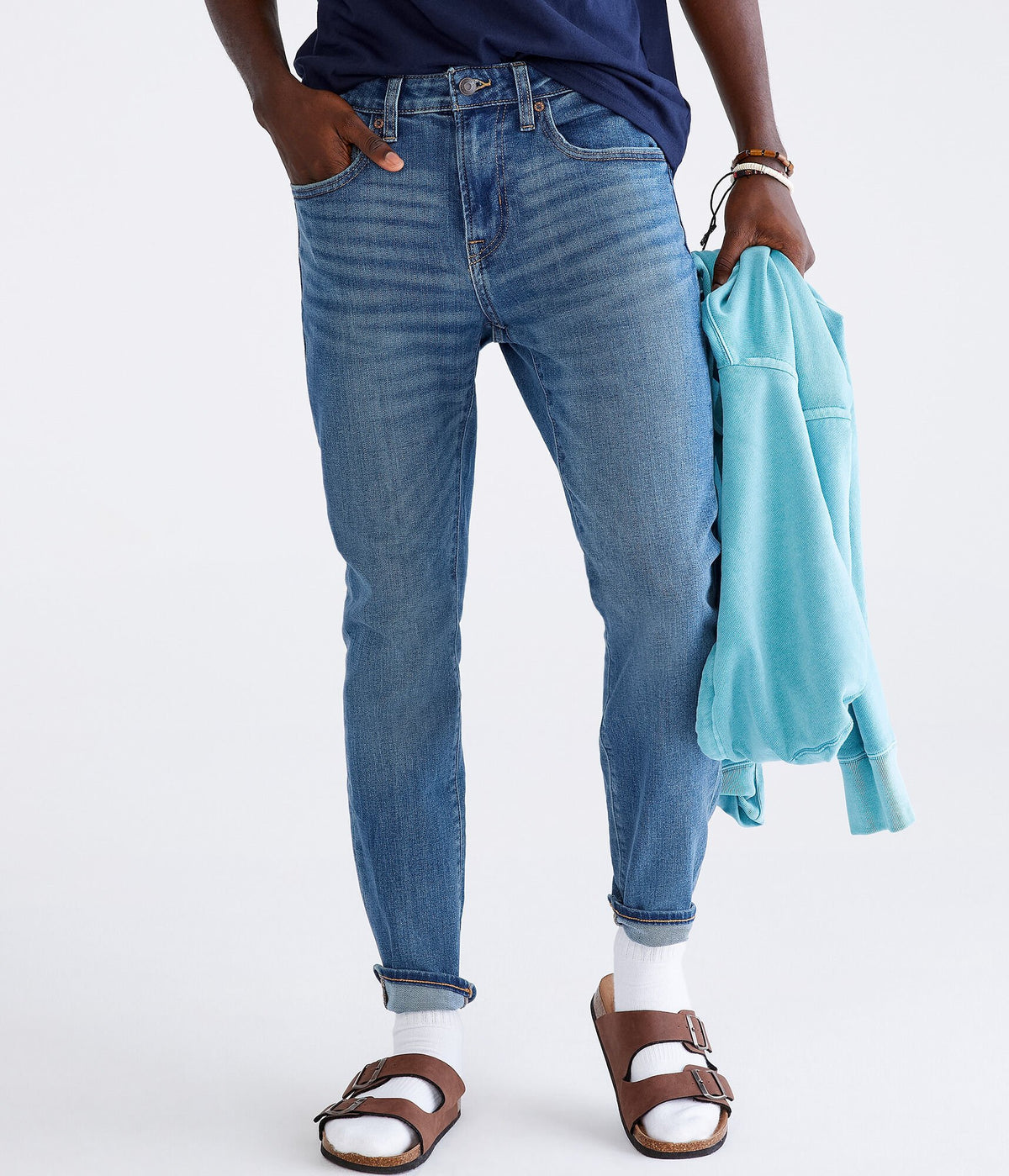 Aeropostale Mens' Super Skinny Performance Jean with TruTemp365 Technology - Washed Denim - Size 36X30 - Cotton - Teen Fashion & Clothing Medium Wash
