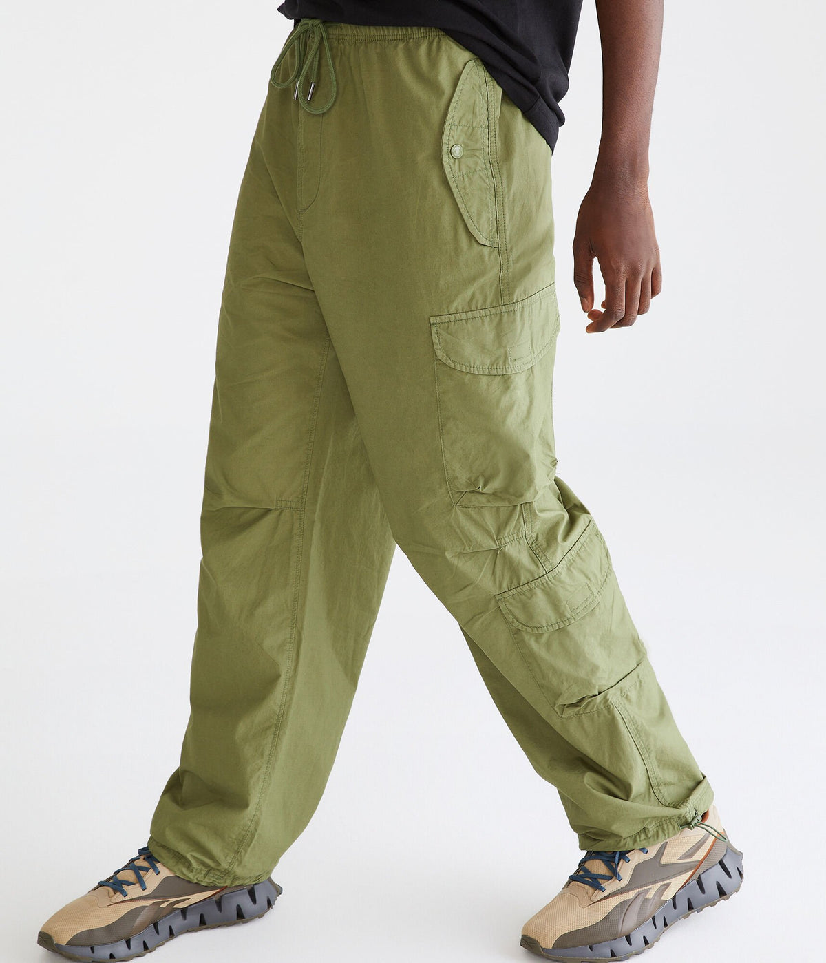 Aeropostale Mens' Cargo Parachute Pants - Green - Size M - Cotton - Teen Fashion & Clothing Everglade Olive