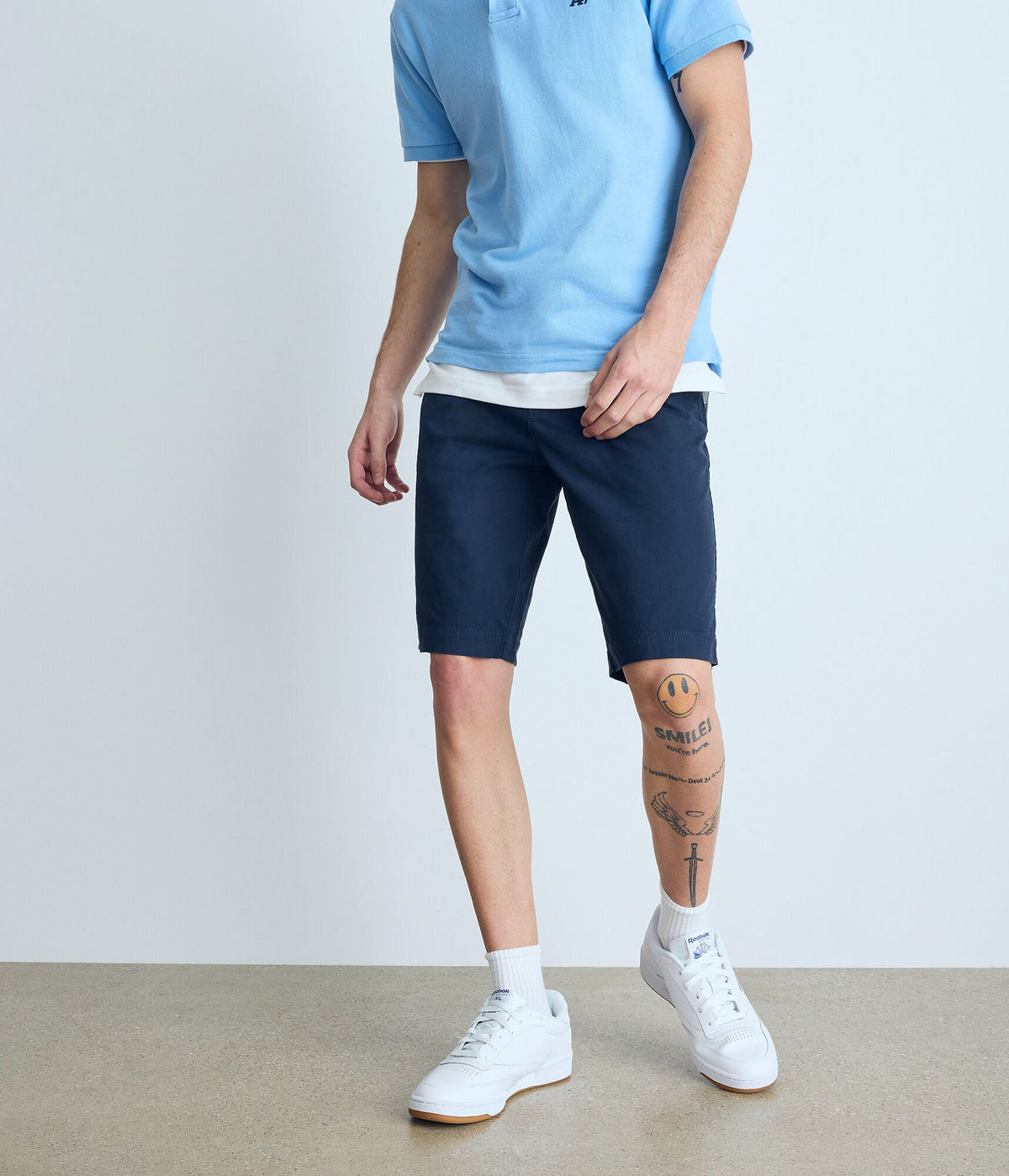 Aeropostale Mens' Longboard Chino Shorts 11.5" - Navy Blue - Size 42 - Cotton - Teen Fashion & Clothing Deep Navy
