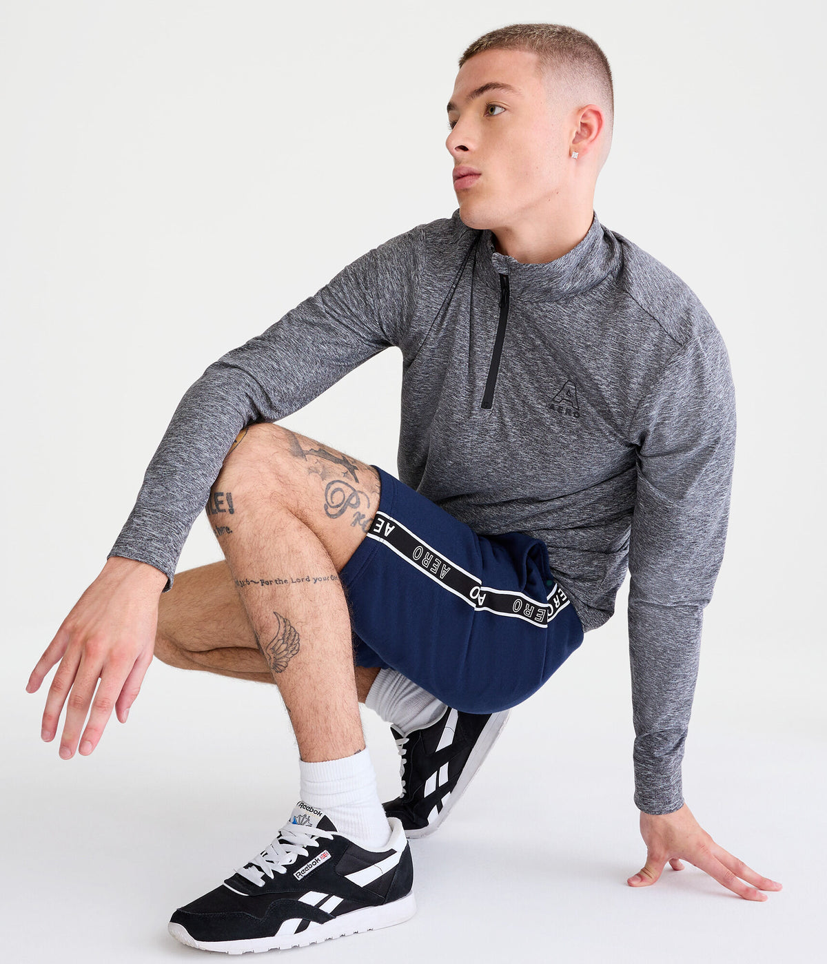 Aeropostale Mens' Tape Fleece Shorts 9" - Navy Blue - Size 3XL - Cotton - Teen Fashion & Clothing Cadet Navy