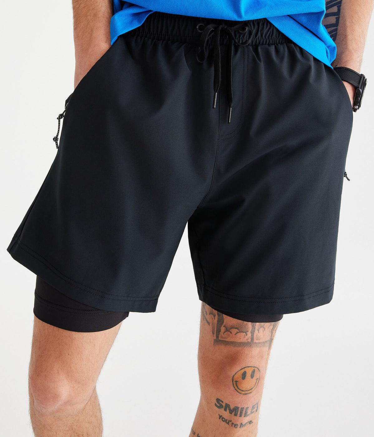 Aeropostale Mens' Hybrid Active Shorts 7" -  - Size 3XL - Polyester - Teen Fashion & Clothing Black