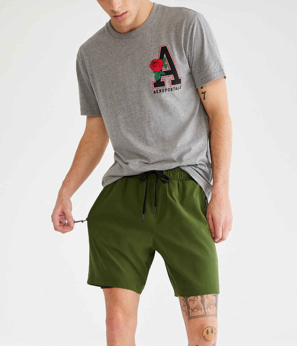 Aeropostale Mens' Hybrid Active Shorts 7" - Dark Green - Size XXL - Polyester - Teen Fashion & Clothing Reflecting Pond