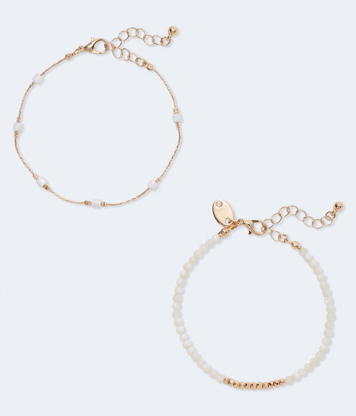 Aeropostale Womens' Pale Beaded Bracelet 2-Pack -  - Size One Size - Metal - Teen Fashion & Clothing Gold