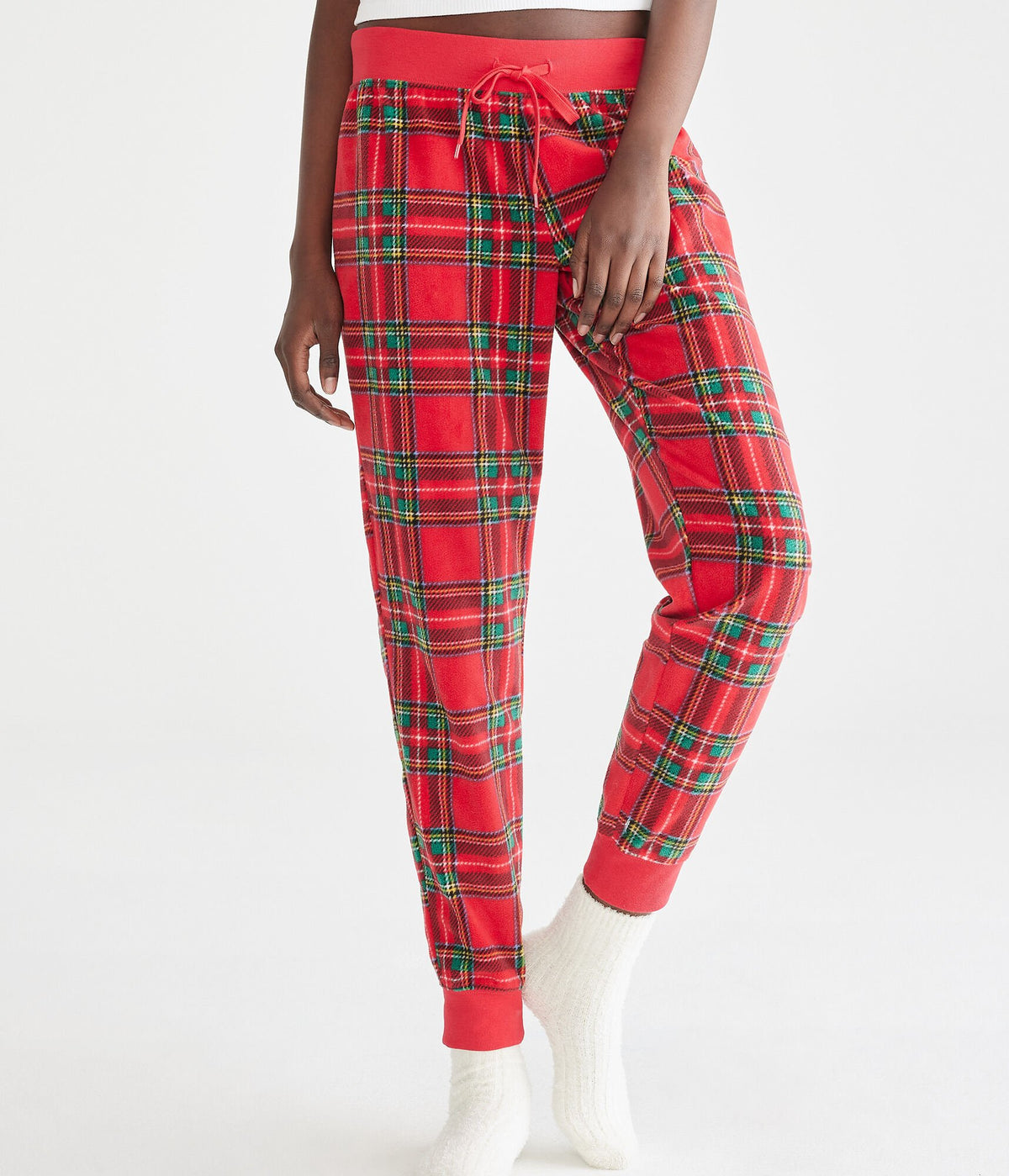 Aeropostale Womens' Plaid Polyfleece Sleep Joggers - Red - Size XL - Polyester - Teen Fashion & Clothing Cherry Wine