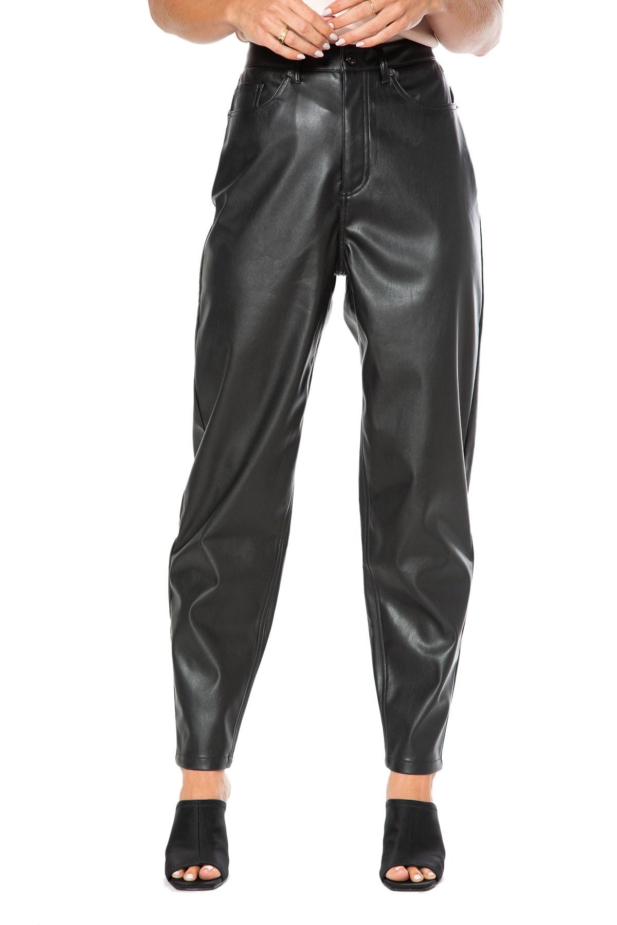 Juicy Couture Faux Leather Rodeo Barrel Leg Pants Black
