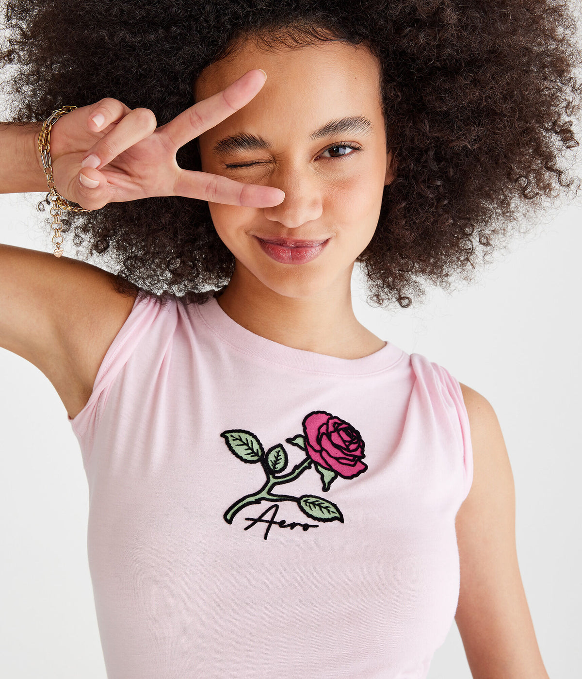 Aeropostale Womens' Rose Flocked Graphic Tee - Pink - Size XXL - Cotton - Teen Fashion & Clothing Amaranth Pink