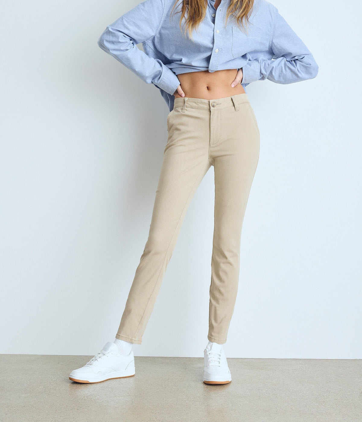 Aeropostale Womens' Skinny Uniform Pants - Tan - Size 6 L - Polyester - Teen Fashion & Clothing Summer Tan