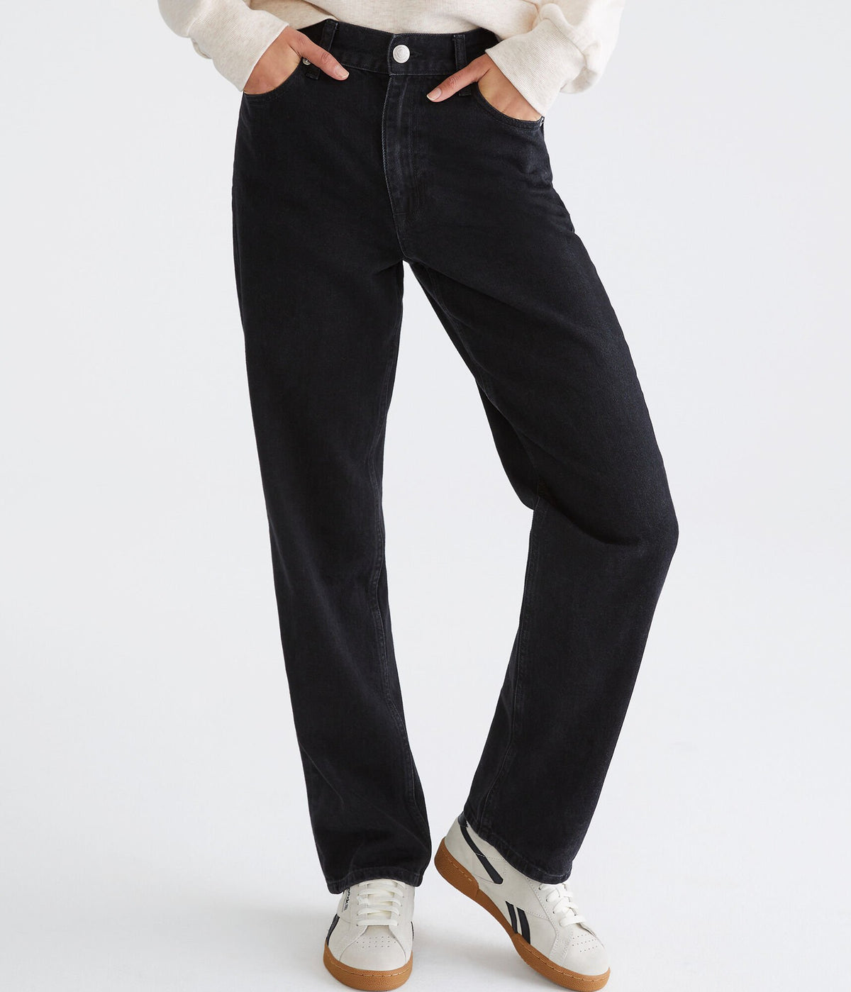 Aeropostale Womens' High-Rise Baggy Jean -  - Size 8 R - Cotton - Teen Fashion & Clothing Black