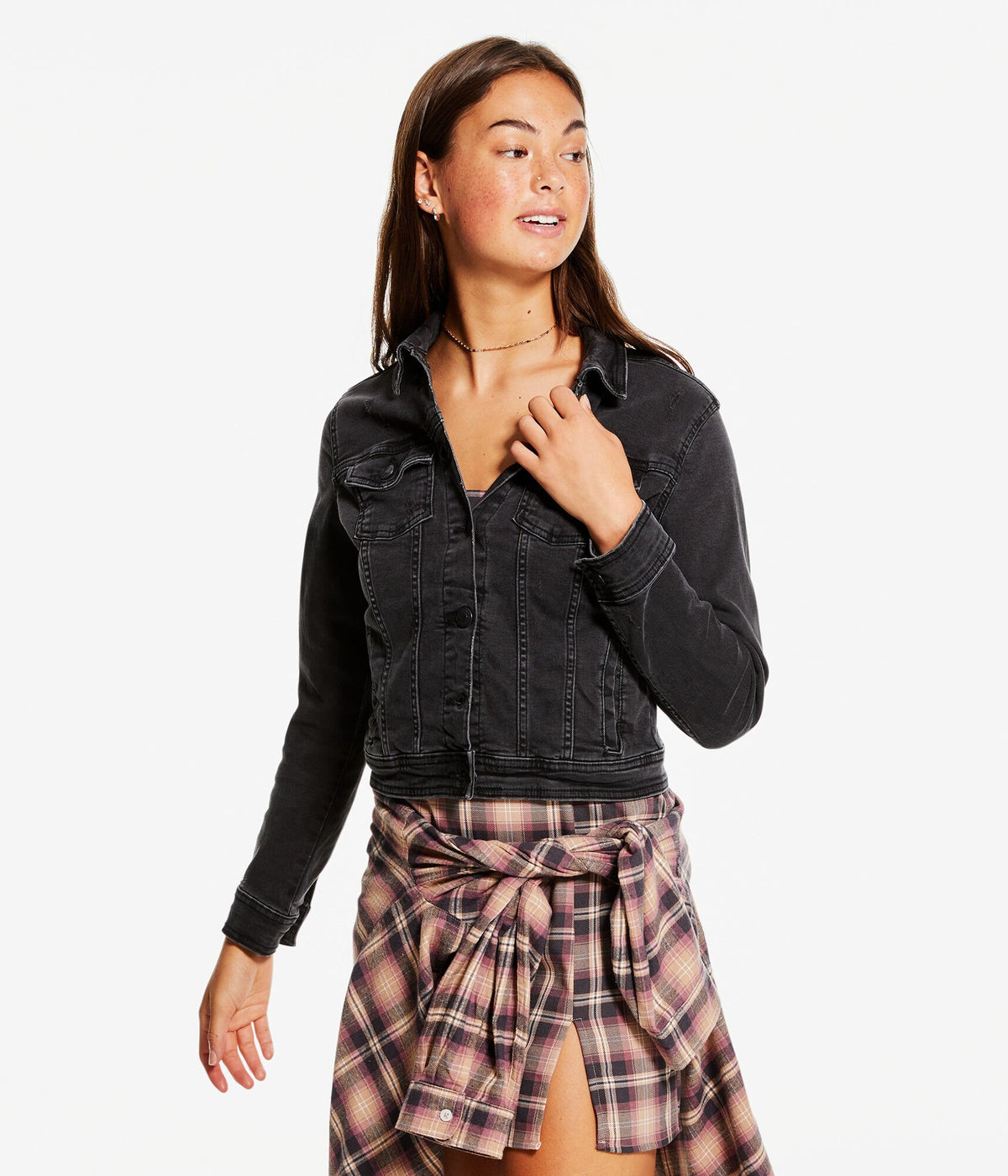 Aeropostale Womens' Seriously Stretchy Denim Jacket -  - Size M - Cotton - Teen Fashion & Clothing Black