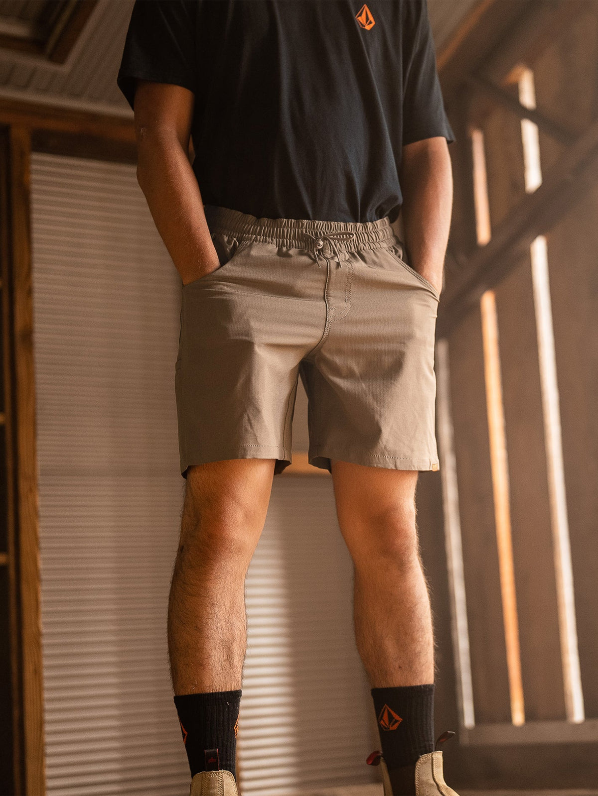Volcom Workwear Caliper Men's Elastic Waist Shorts Brindle