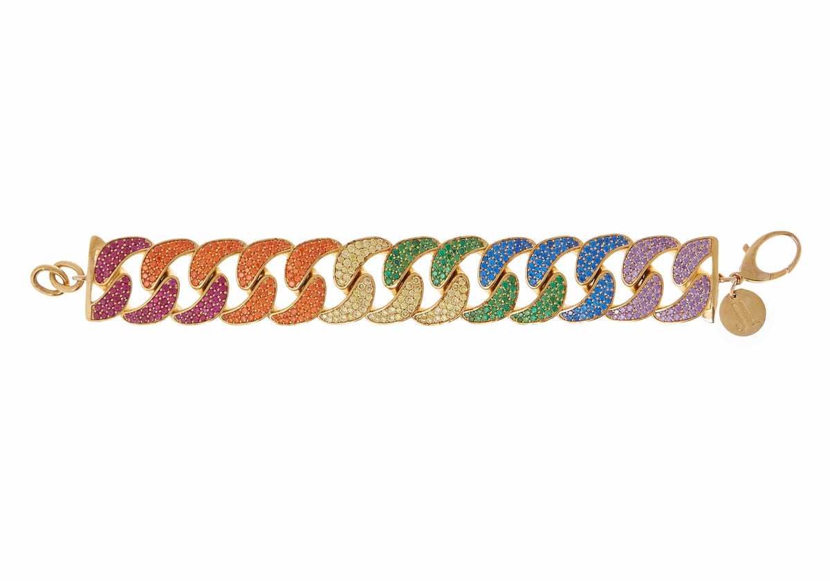Judith Leiber Couture Judith Leiber Jewelry Large Rainbow Curblink Pavé Bracelet Multicolor
