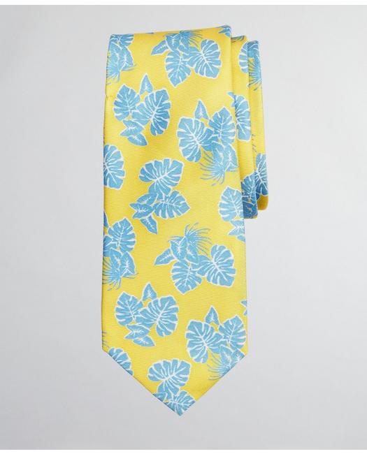 Brooks Brothers Boys Palm Leaf Print Tie Yellow/Blue