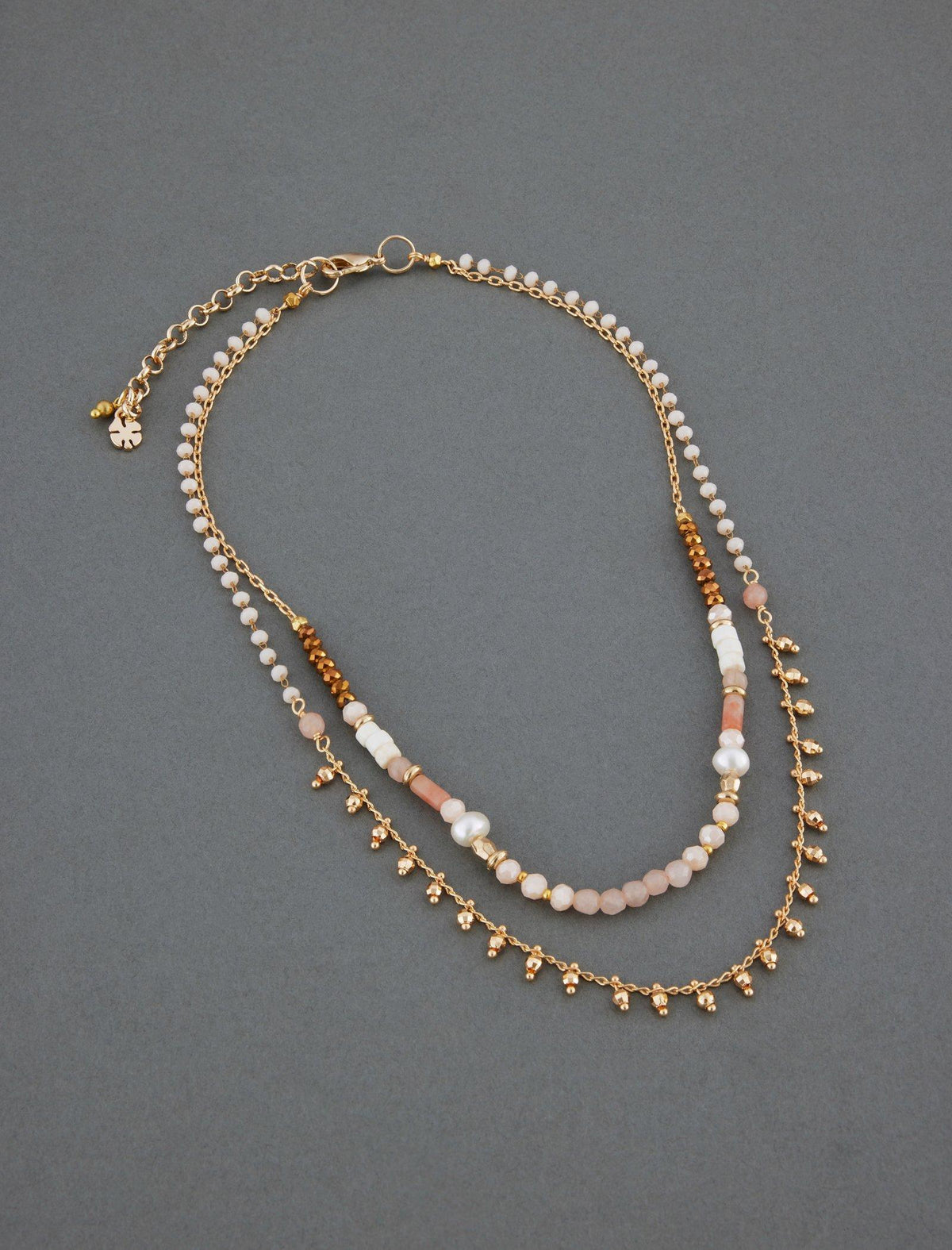 Lucky Brand Beaded Chain Layer Necklace Gold