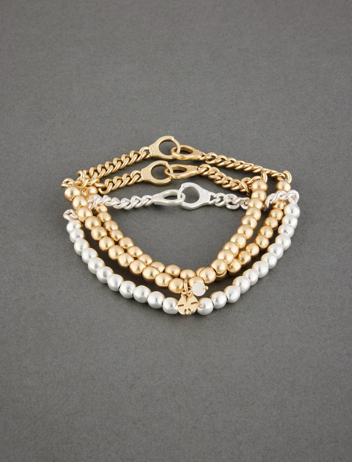 Lucky Brand Beaded Handcuff Bracelet Set - Women's Ladies Accessories Jewelry Bracelets Two Tone
