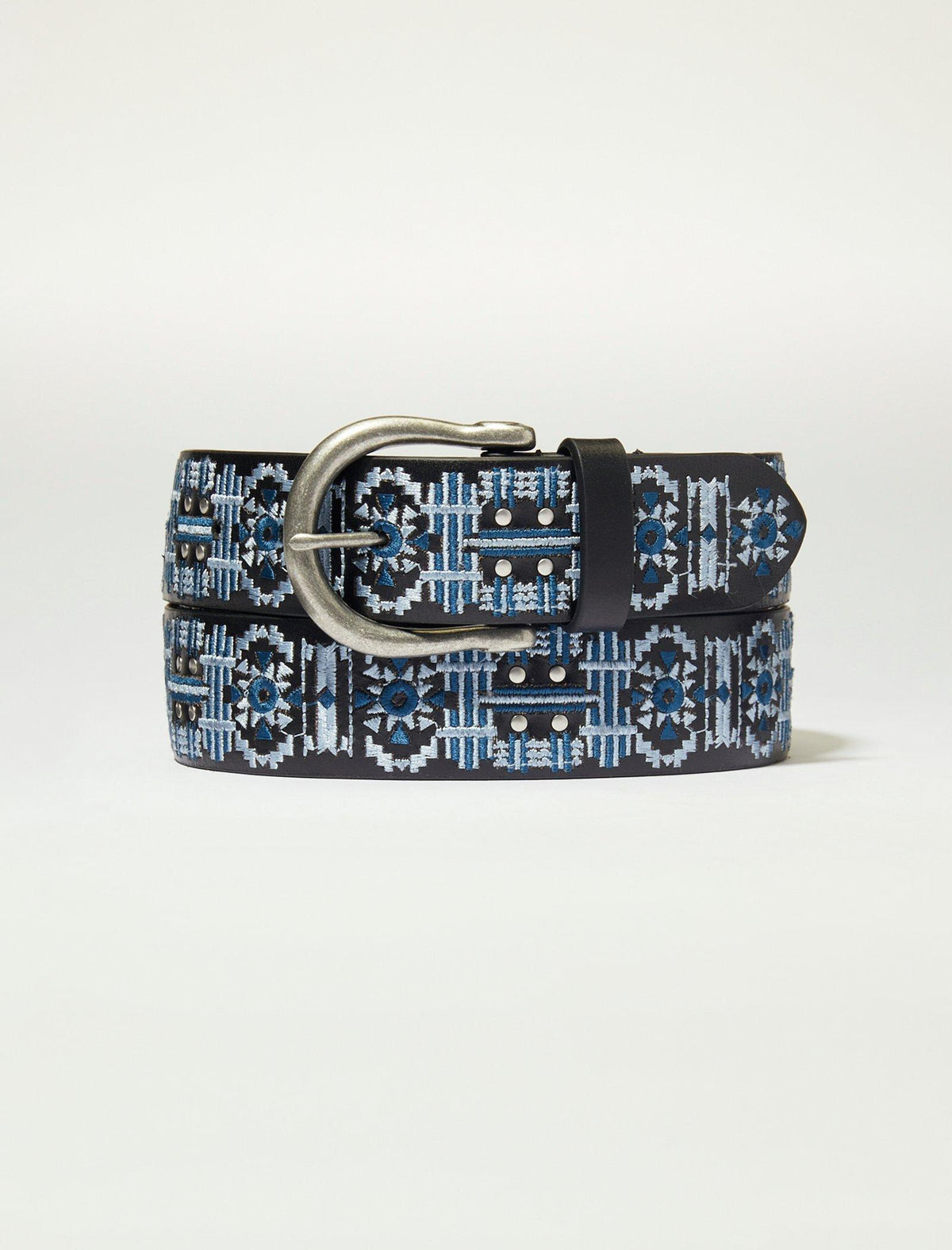 Lucky Brand Blue Geo Embroidery Belt - Women's Accessories Belts Multi
