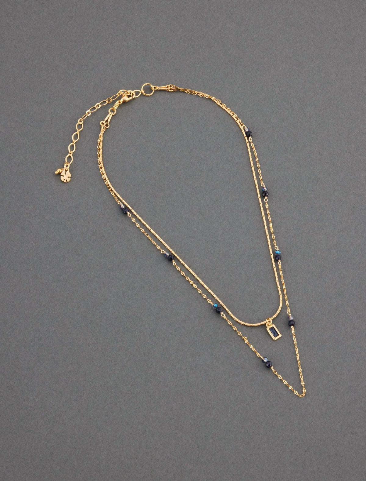Lucky Brand Blue Stone Layer Necklace Gold