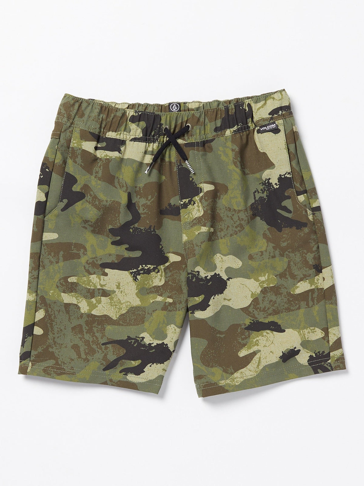 Volcom Elastic Waist Printed Hybrid Boys Shorts (Age 8-14) Army Camo