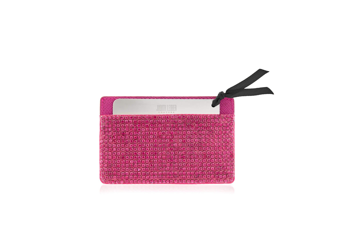 Judith Leiber Couture Crystal Card Case Pink