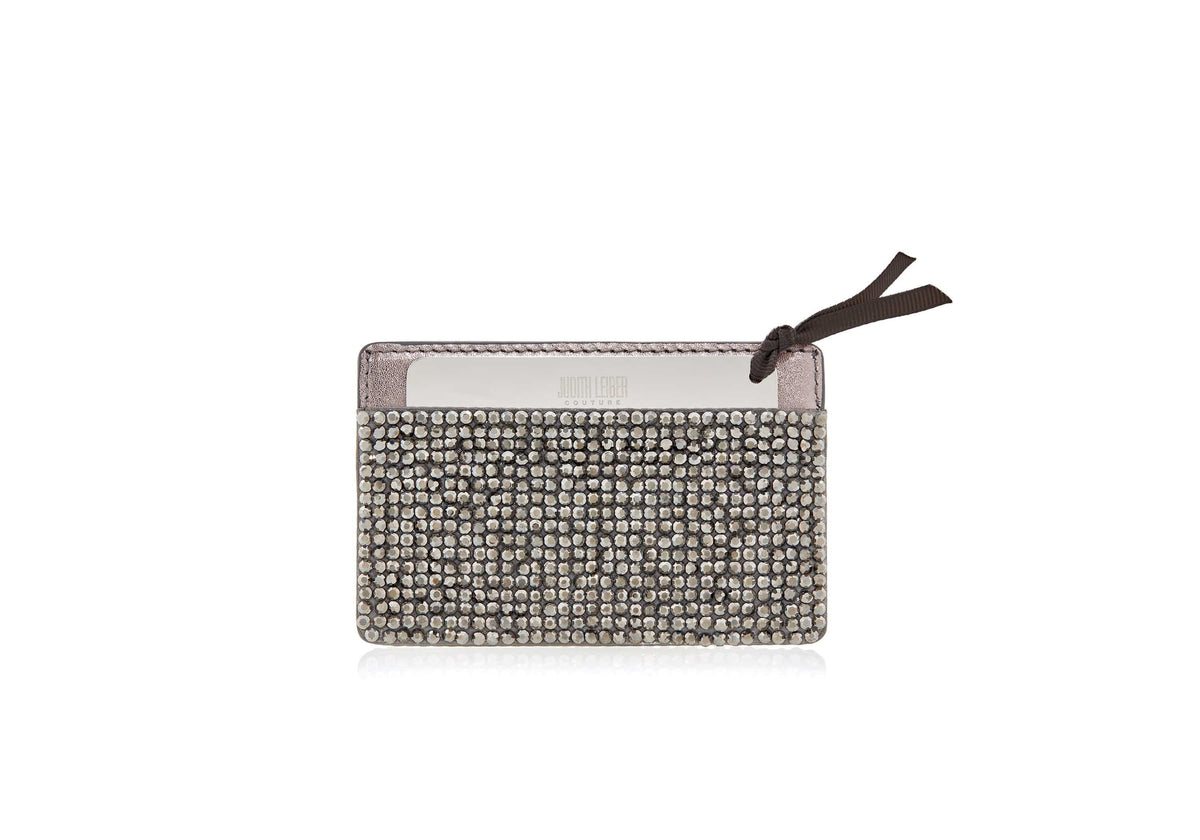 Judith Leiber Couture Crystal Card Case Gray