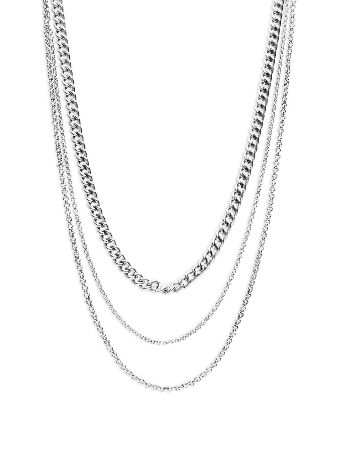 Lucky Brand Chain Layer Choker Necklace Silver
