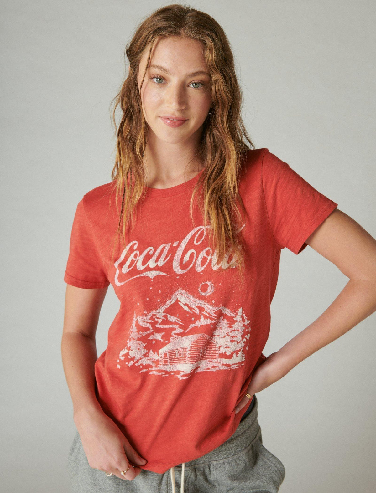 Lucky Brand Coca Cola Cabin Tee - Women's Clothing Tops Shirts Tee Graphic T Shirts Baked Apple