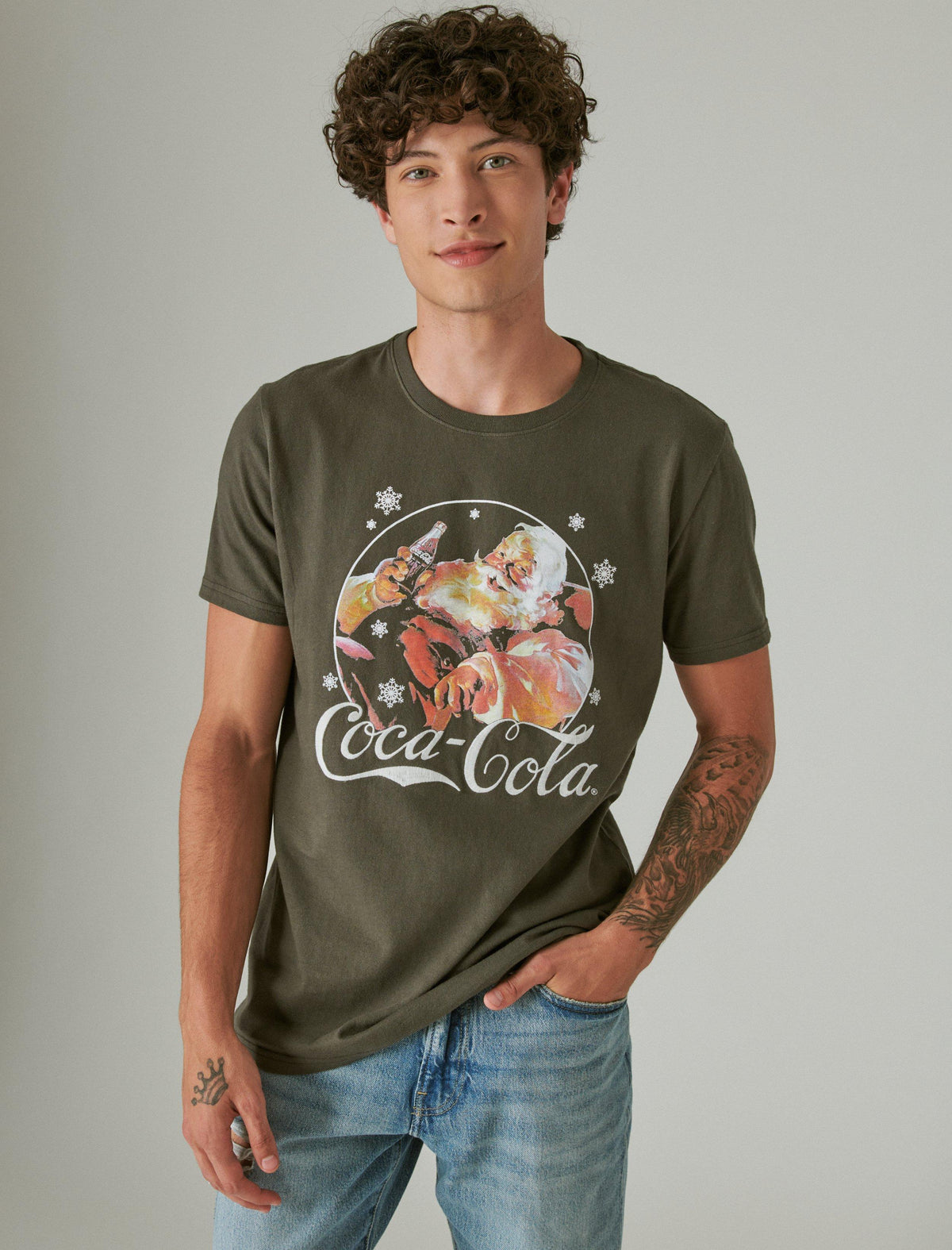 Lucky Brand Coke Santa Tee - Men's Clothing Tops Shirts Tee Graphic T Shirts Raven