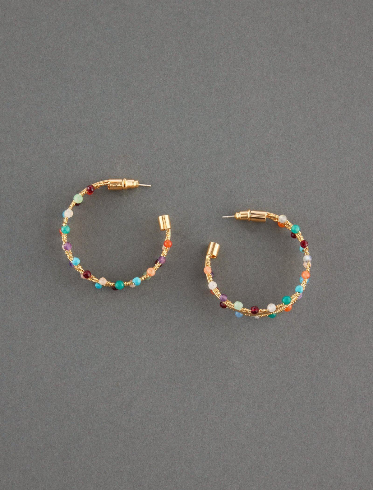 Lucky Brand Colorful Beaded Hoop Earring Gold