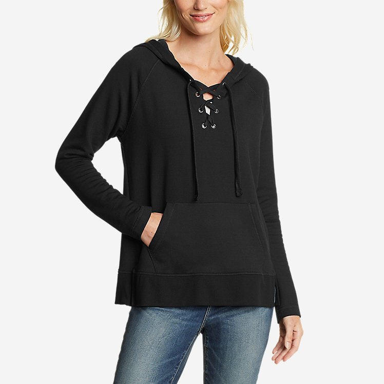 Eddie Bauer Women's Everyday Enliven Pullover Lace-Up Hoodie - Black