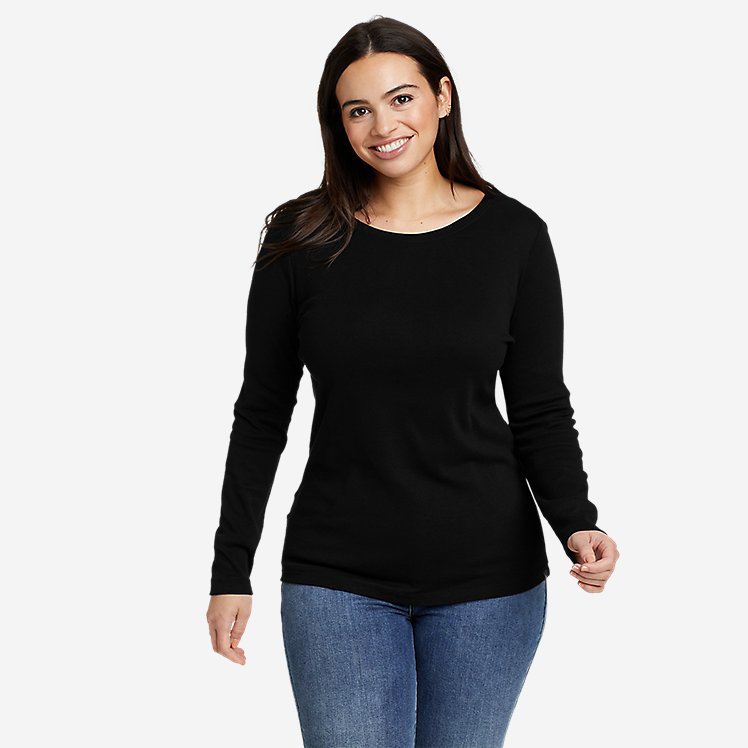 Eddie Bauer Women's Favorite Long-Sleeve Crewneck T-Shirt - Black