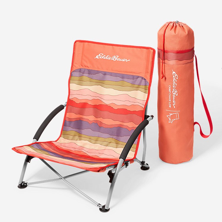 Eddie Bauer Camp & Beach Chair - Low - Coral