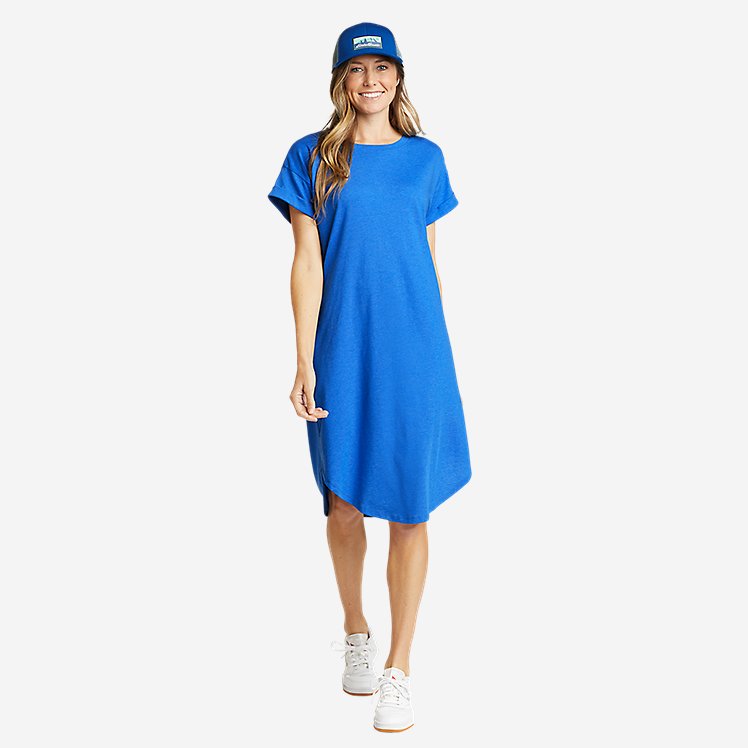 Eddie Bauer Women's Myriad Midi Short-Sleeve Dress - Brilliant Blue