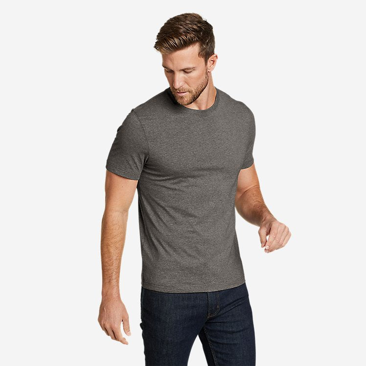 Eddie Bauer Men's Classic Wash 100% Cotton Short-Sleeve Slim T-Shirt - Dark Charcoal