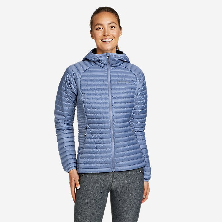 Eddie Bauer Women's MicroTherm 2.0 Down Hooded Puffer Jacket - Dusty Blue