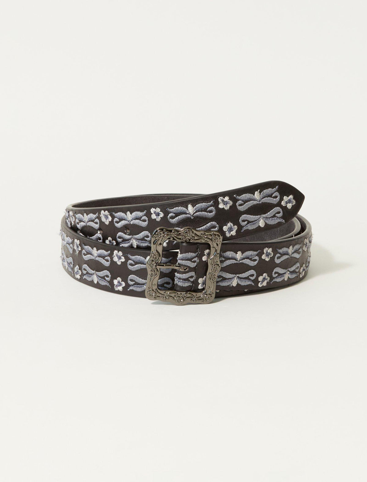 Lucky Brand Daisy And Ribbon Embroidered Belt - Women's Accessories Belts Black